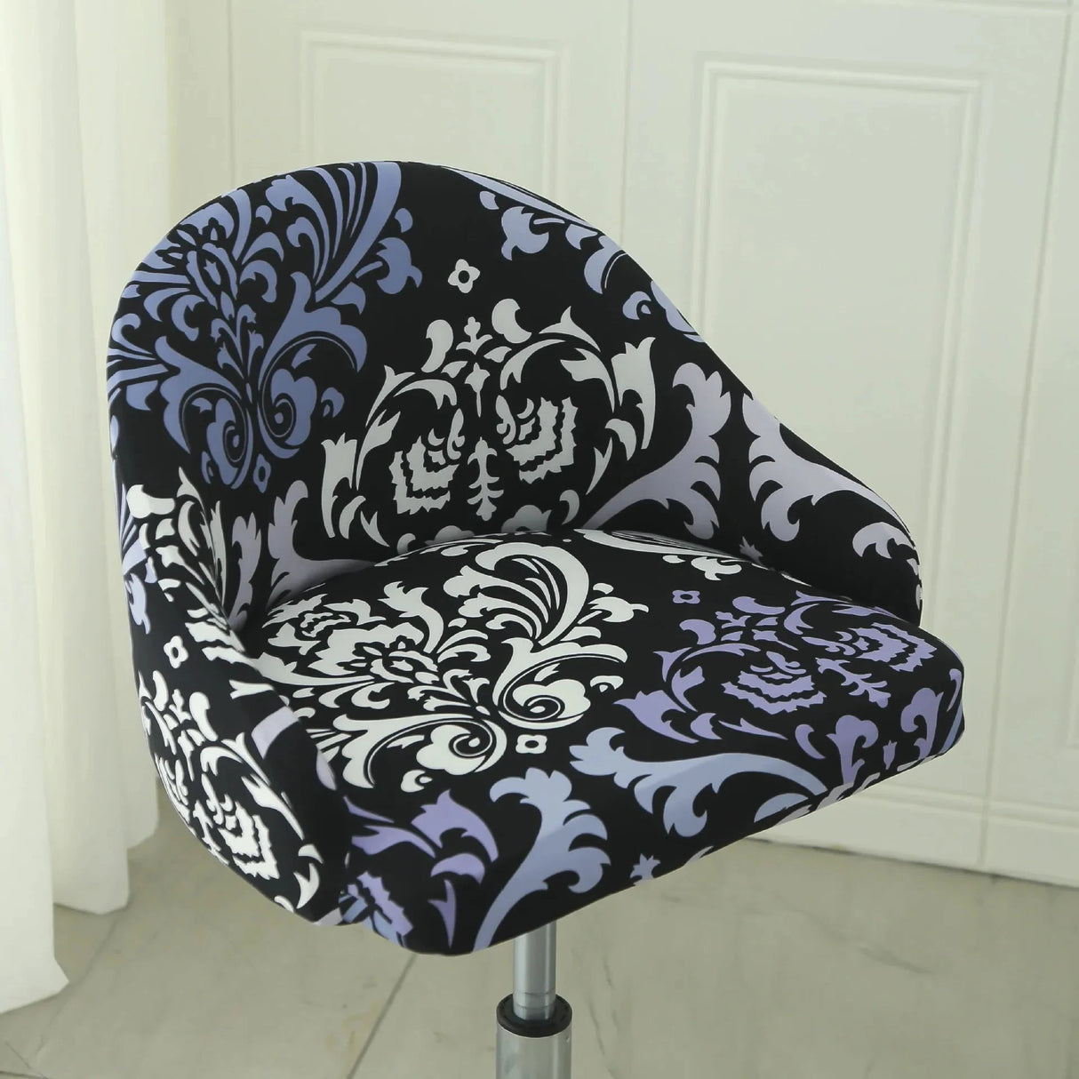 Housse de chaise de bar pivotante petit dossier incurvé