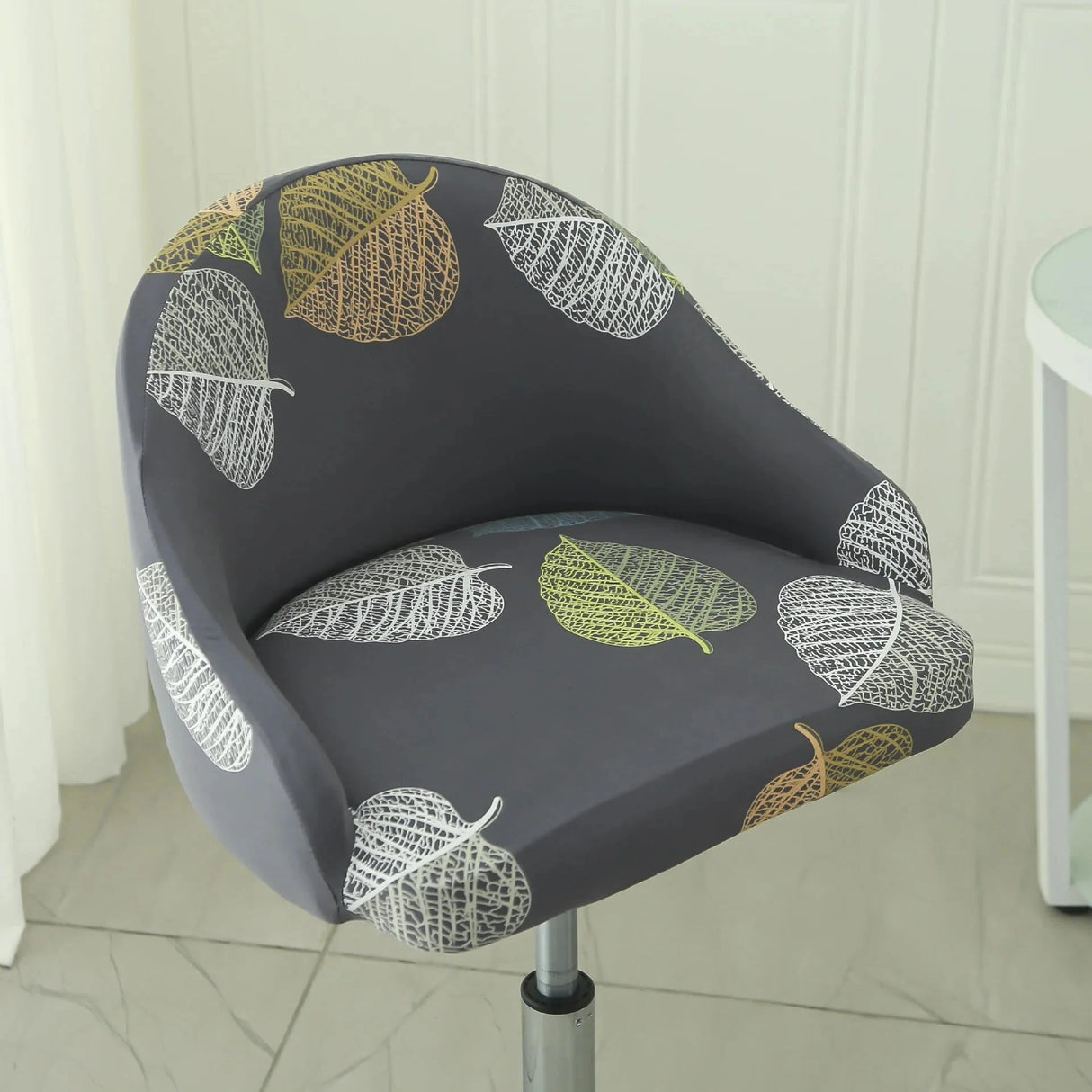 Housse de chaise de bar pivotante petit dossier incurvé