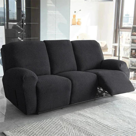 Housse canapé relax 3 places noir velours damassé