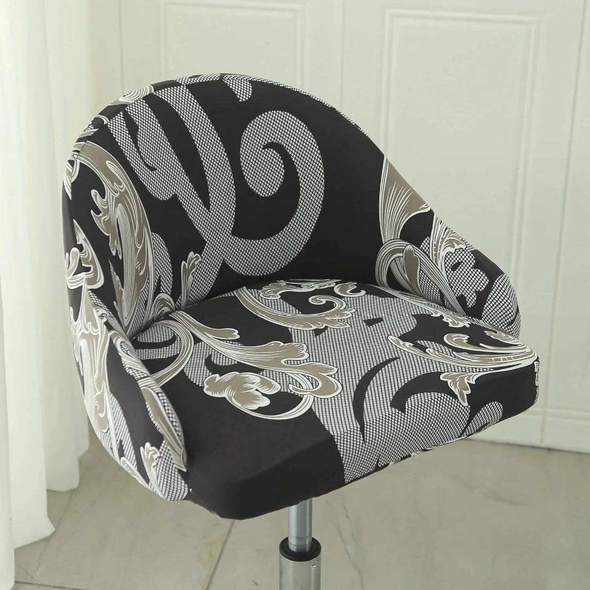 Housse de chaise de bar pivotante petit dossier incurvé