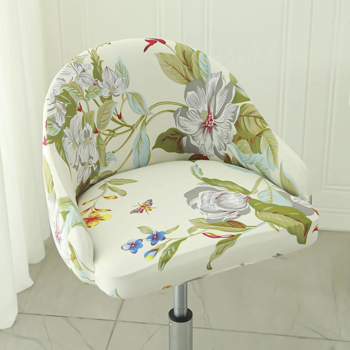 Housse de chaise de bar pivotante petit dossier incurvé