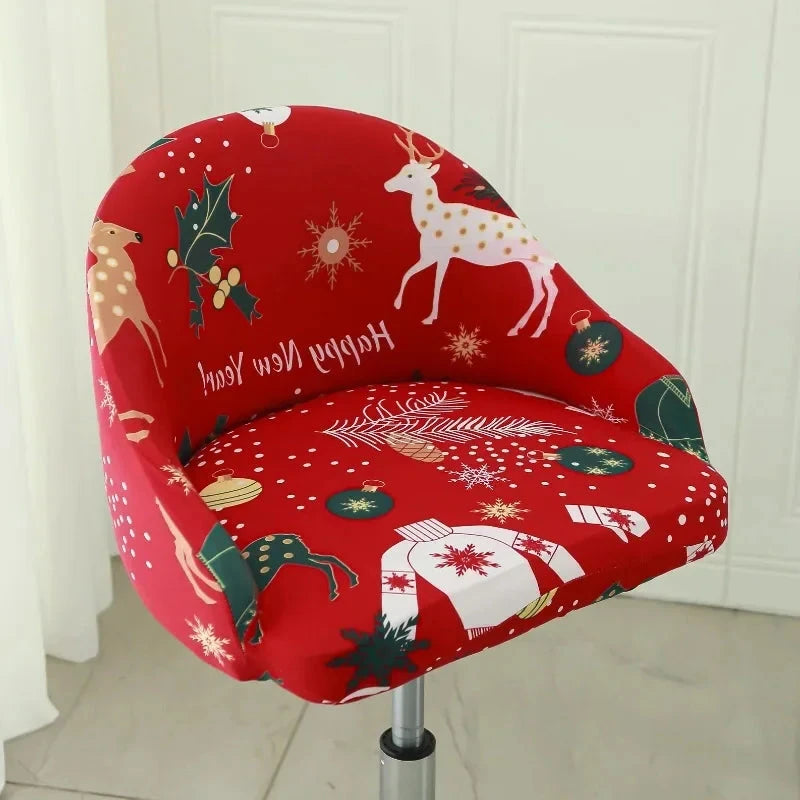 Housse de chaise de bar pivotante petit dossier incurvé