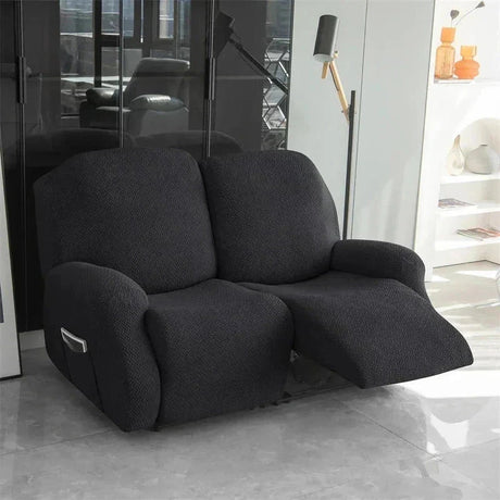 Housse canapé relax 2 places noir velours damassé