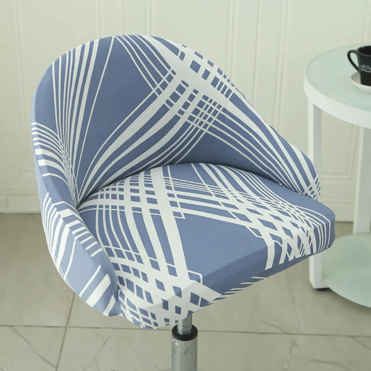 Housse de chaise de bar pivotante petit dossier incurvé