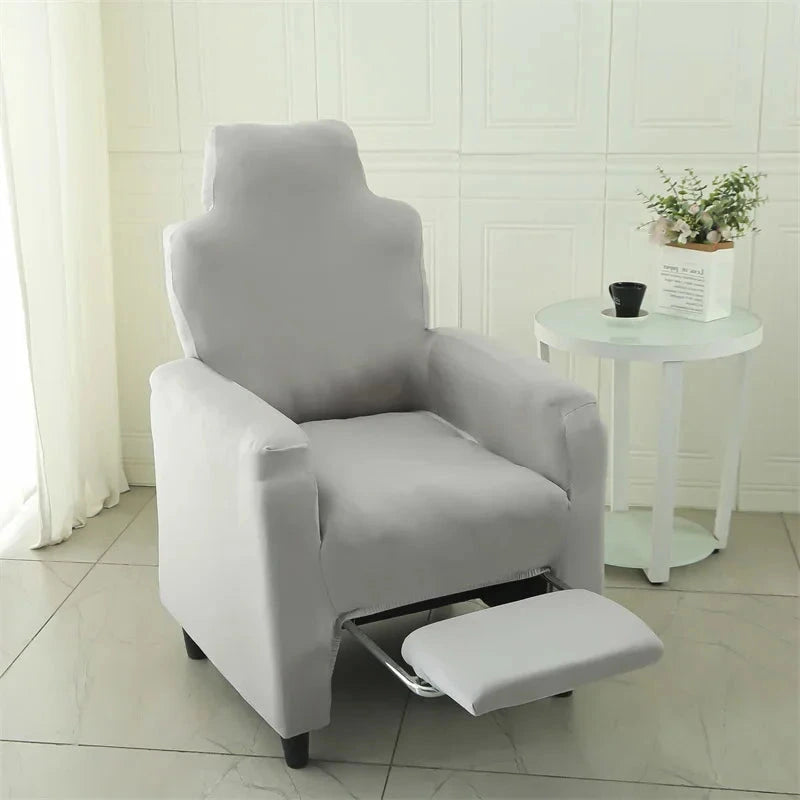 Housse pour fauteuil relax avec repose pieds électrique argent