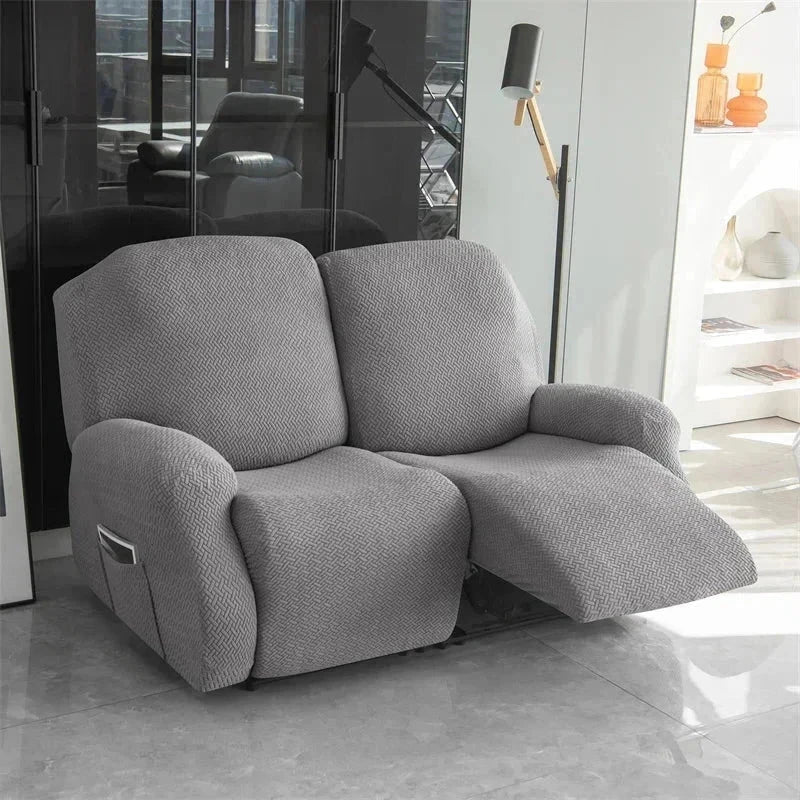 Housse canapé relax 2 places gris moyen velours damassé