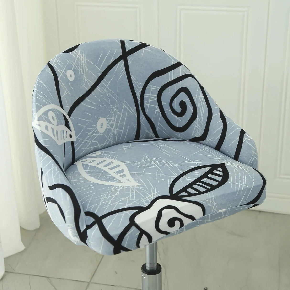 Housse de chaise de bar pivotante petit dossier incurvé