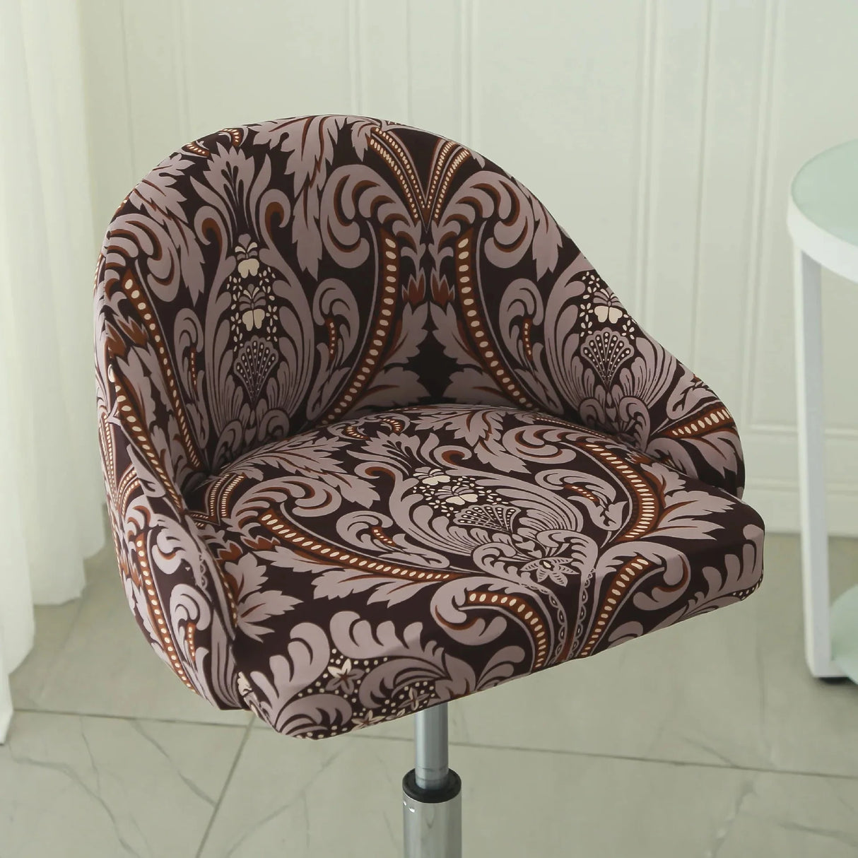 Housse de chaise de bar pivotante petit dossier incurvé