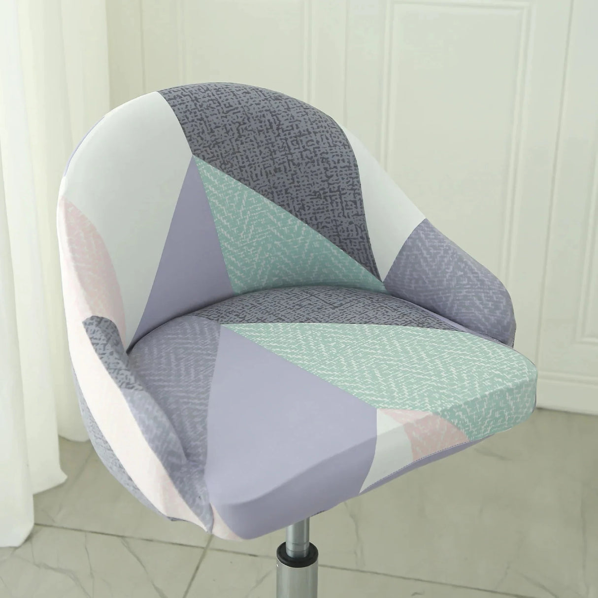 Housse de chaise de bar pivotante petit dossier incurvé