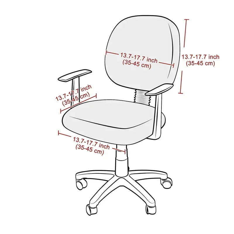 Housse de siège de bureau extensible velours damassé - 2 pièces dossier et assise