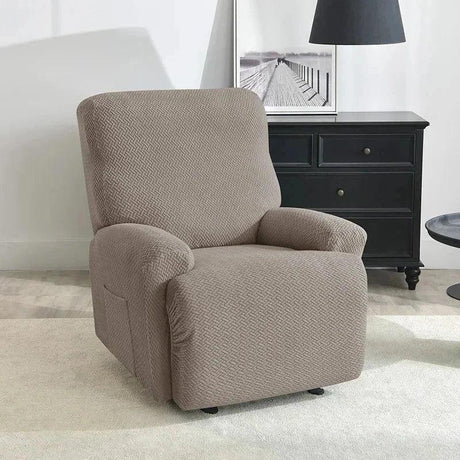 Housse fauteuil relax taupe velours damassé