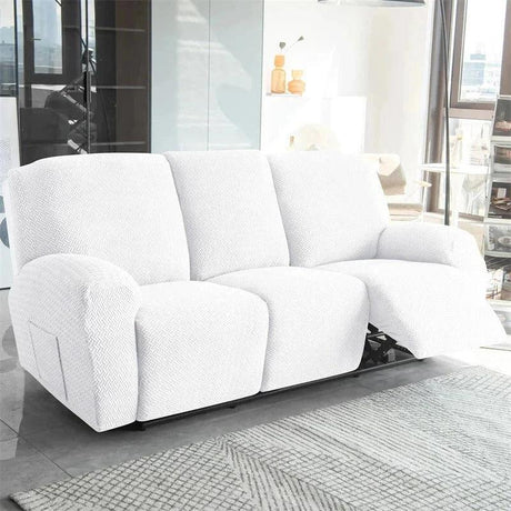Housse canapé relax 3 places blanc velours damassé