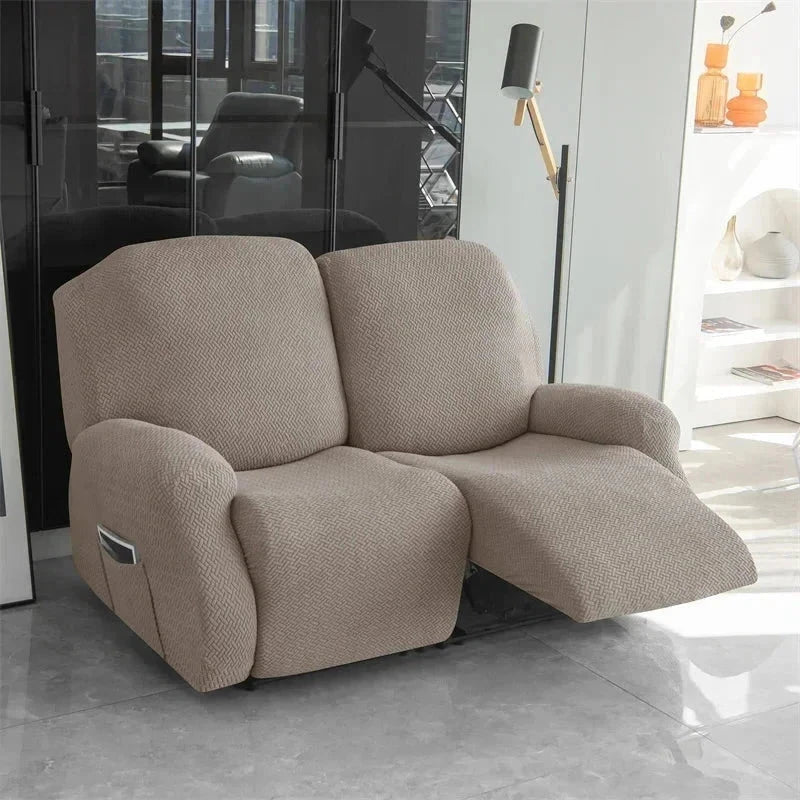 Housse canapé relax 2 places taupe velours damassé