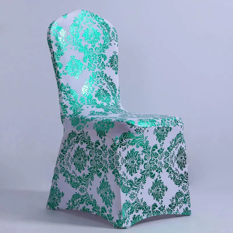 Housse de chaise mariage motif doré turquoise