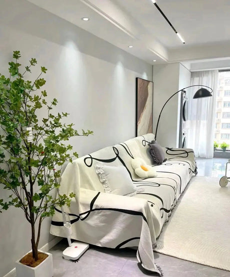 jété de canapé grande taille double face blanc noir
