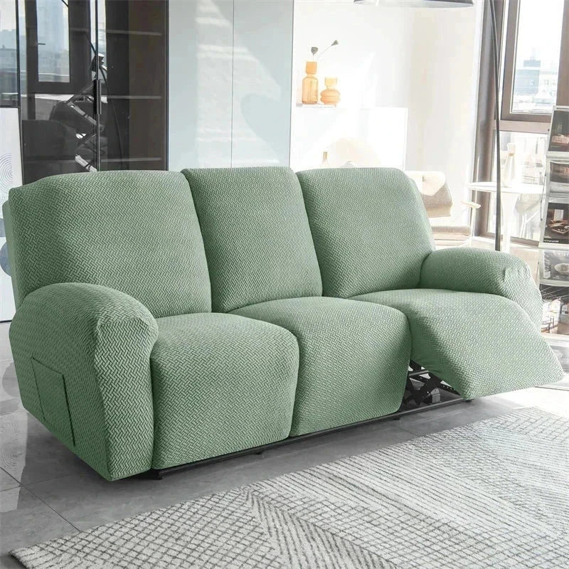 Housse canapé relax 3 places vert matcha velours damassé