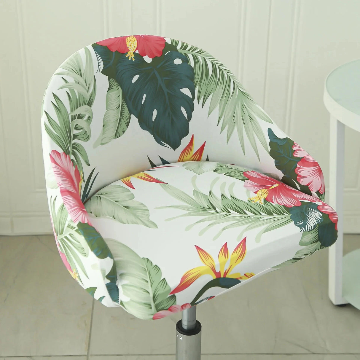 Housse de chaise de bar pivotante petit dossier incurvé