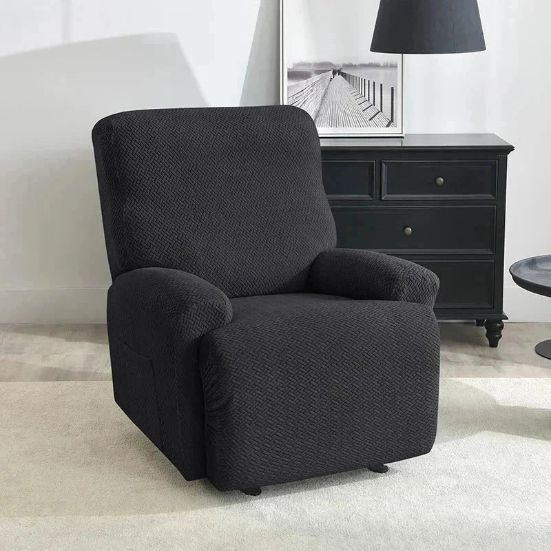 Housse fauteuil relax noir velours damassé