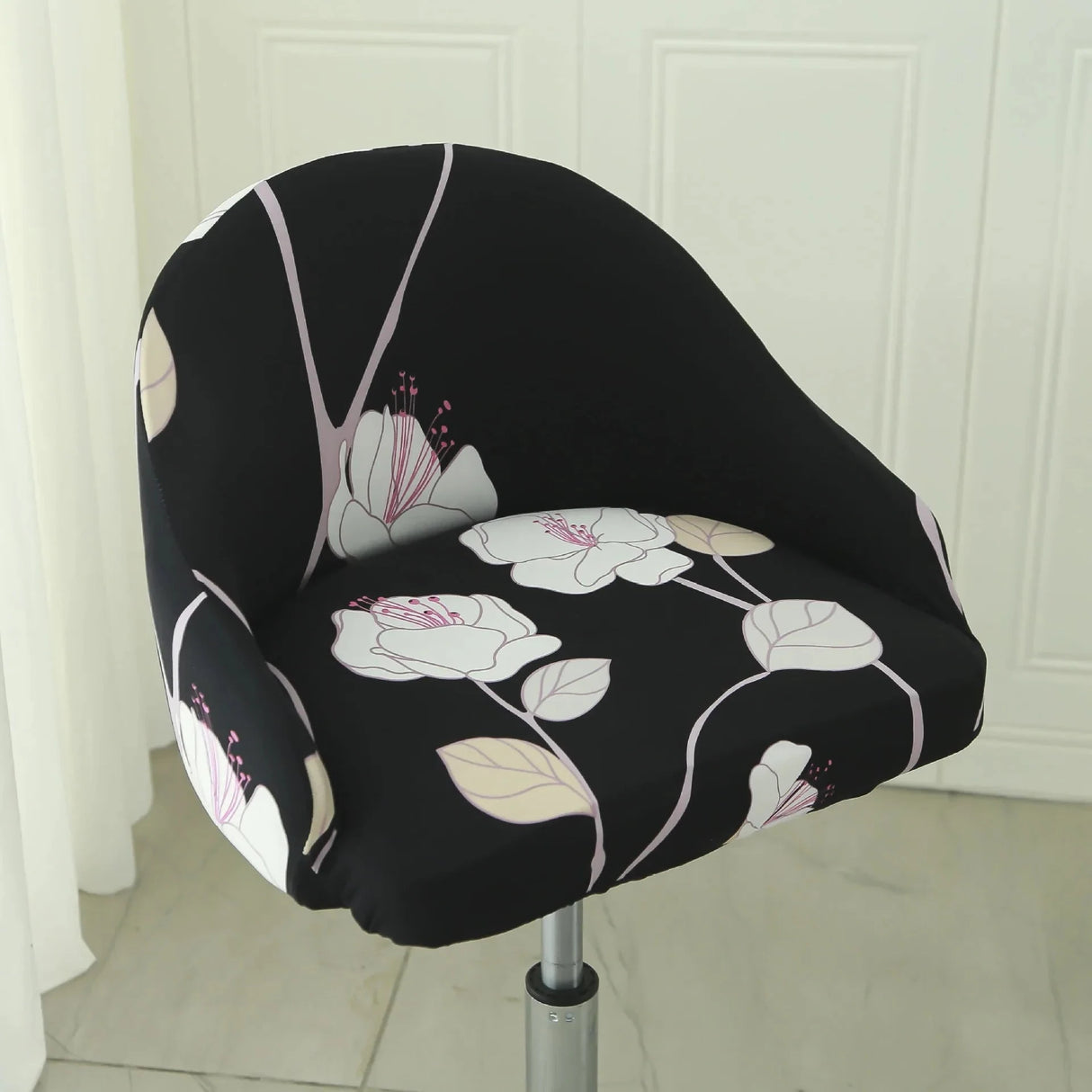 Housse de chaise de bar pivotante petit dossier incurvé