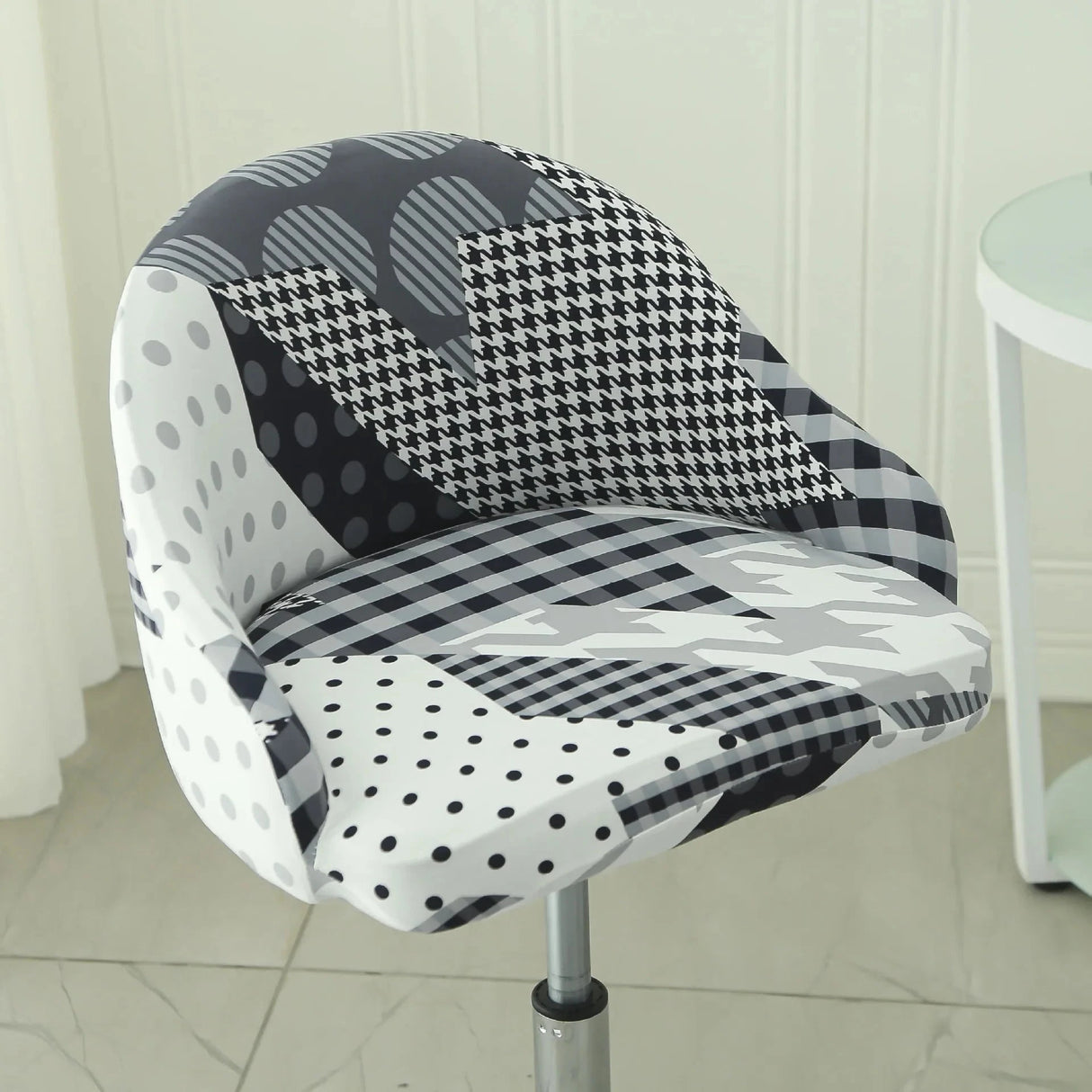 Housse de chaise de bar pivotante petit dossier incurvé