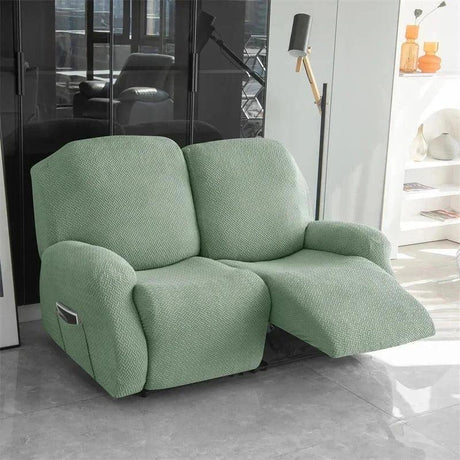 Housse canapé relax 2 places vert matcha velours damassé