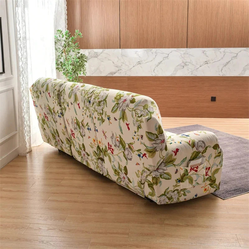 Housse pour canapé relax inclinable vue de dos motif imprimé
