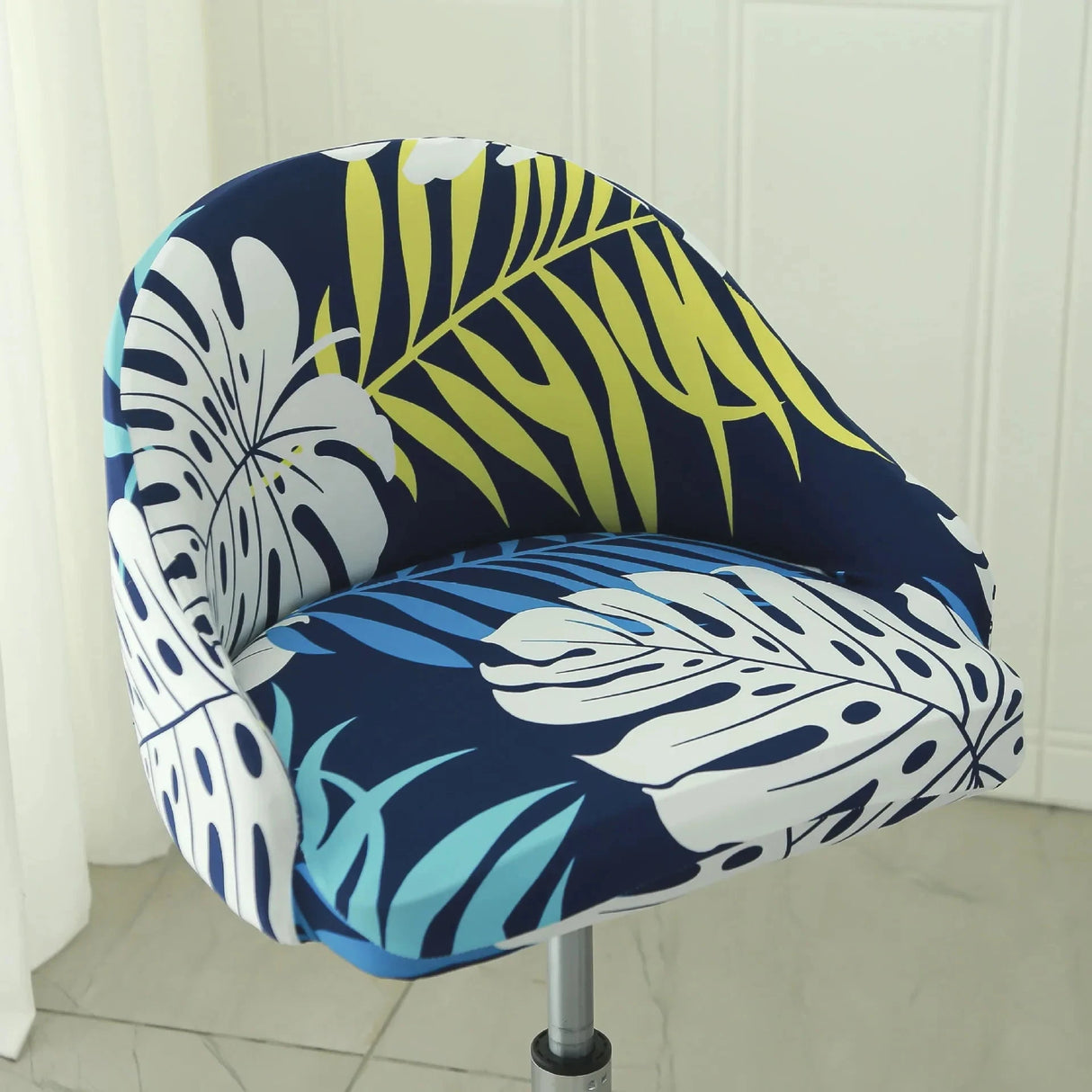 Housse de chaise de bar pivotante petit dossier incurvé