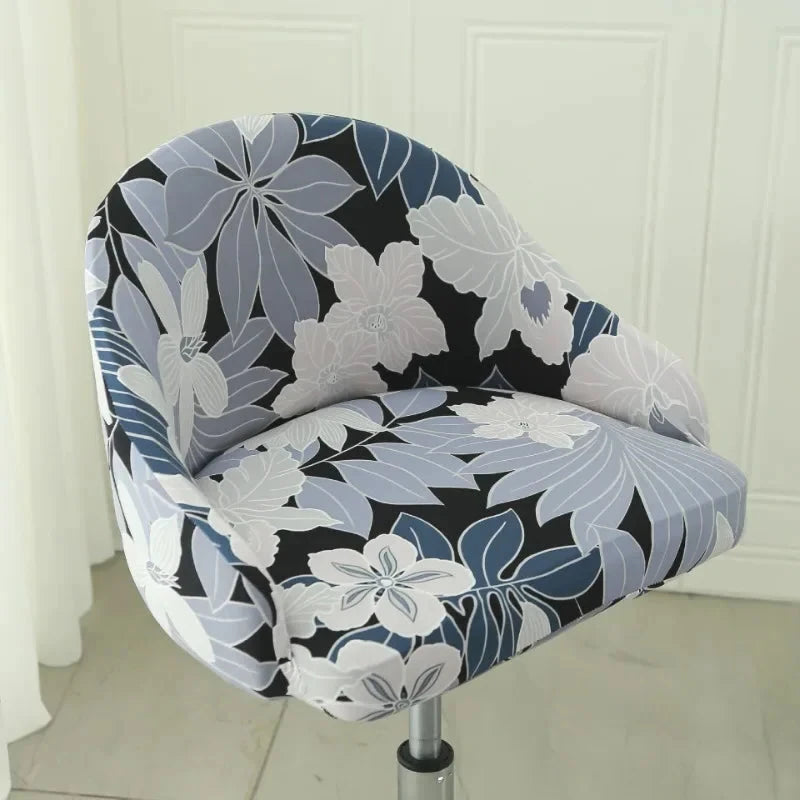 Housse de chaise de bar pivotante petit dossier incurvé