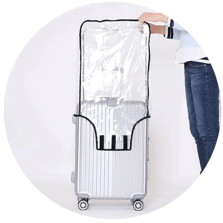 Housse de protection pour valise à roulette transparente et imperméable 1