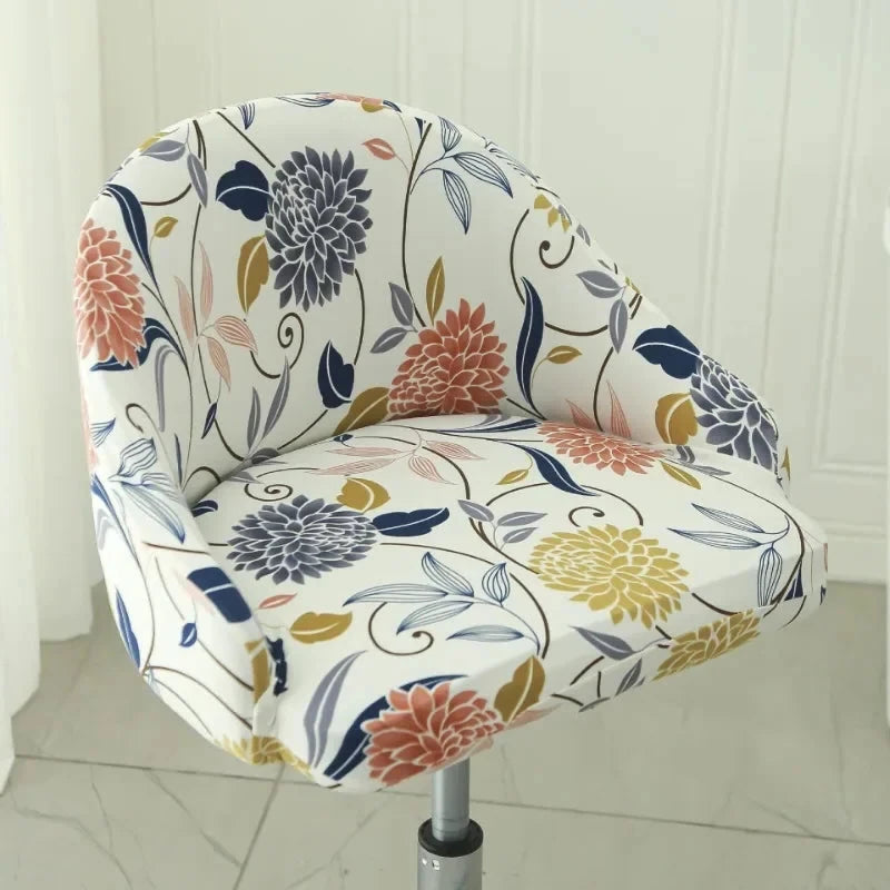 Housse de chaise de bar pivotante petit dossier incurvé