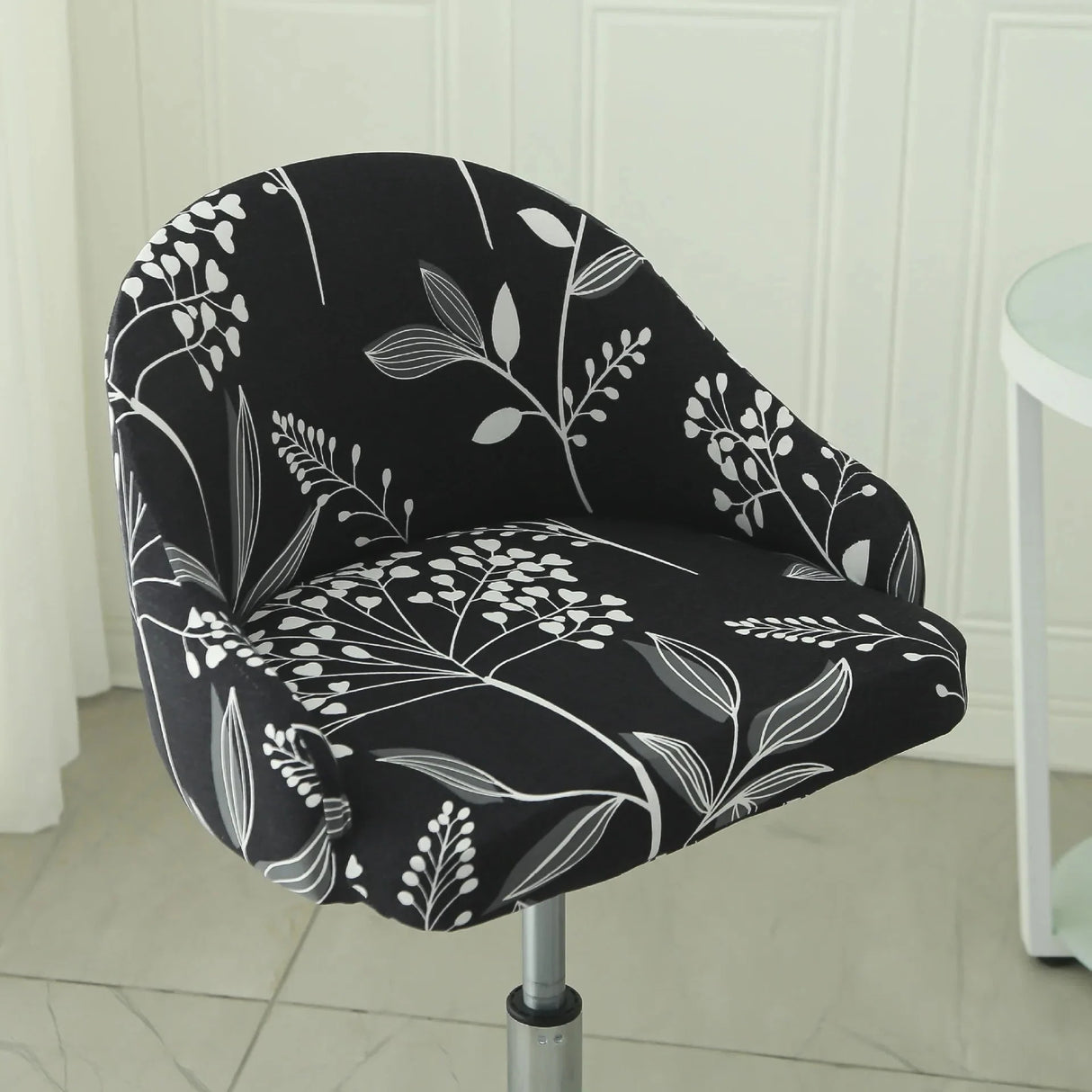 Housse de chaise de bar pivotante petit dossier incurvé