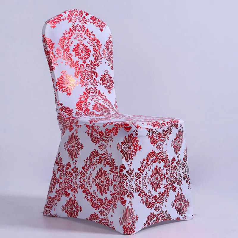 Housse de chaise mariage motif doré rouge