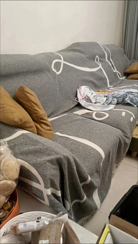 jété de canapé grande taille double face gris blanc
