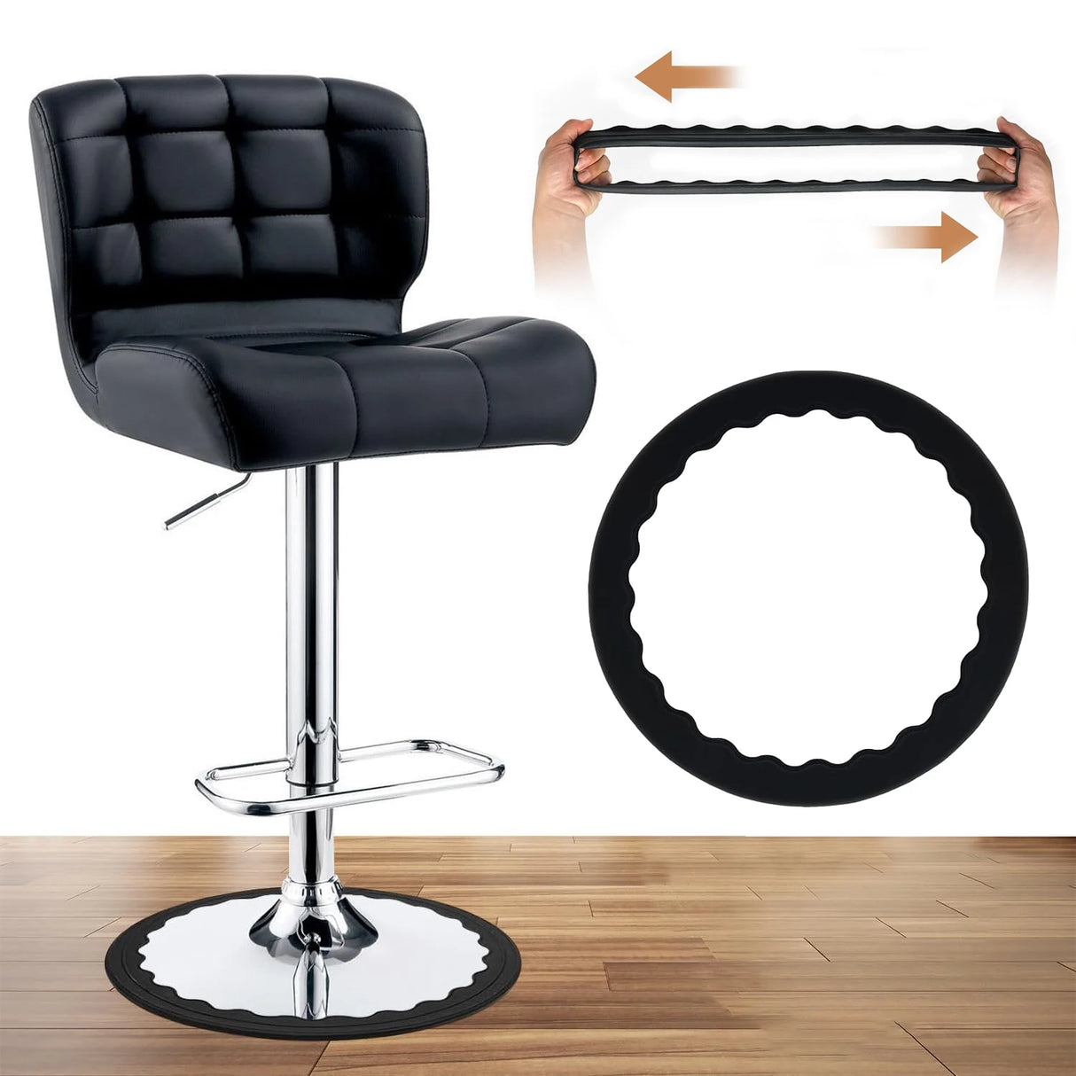 Anneau de protection antiglisse et antibruit en silicone pour base de tabouret de bar