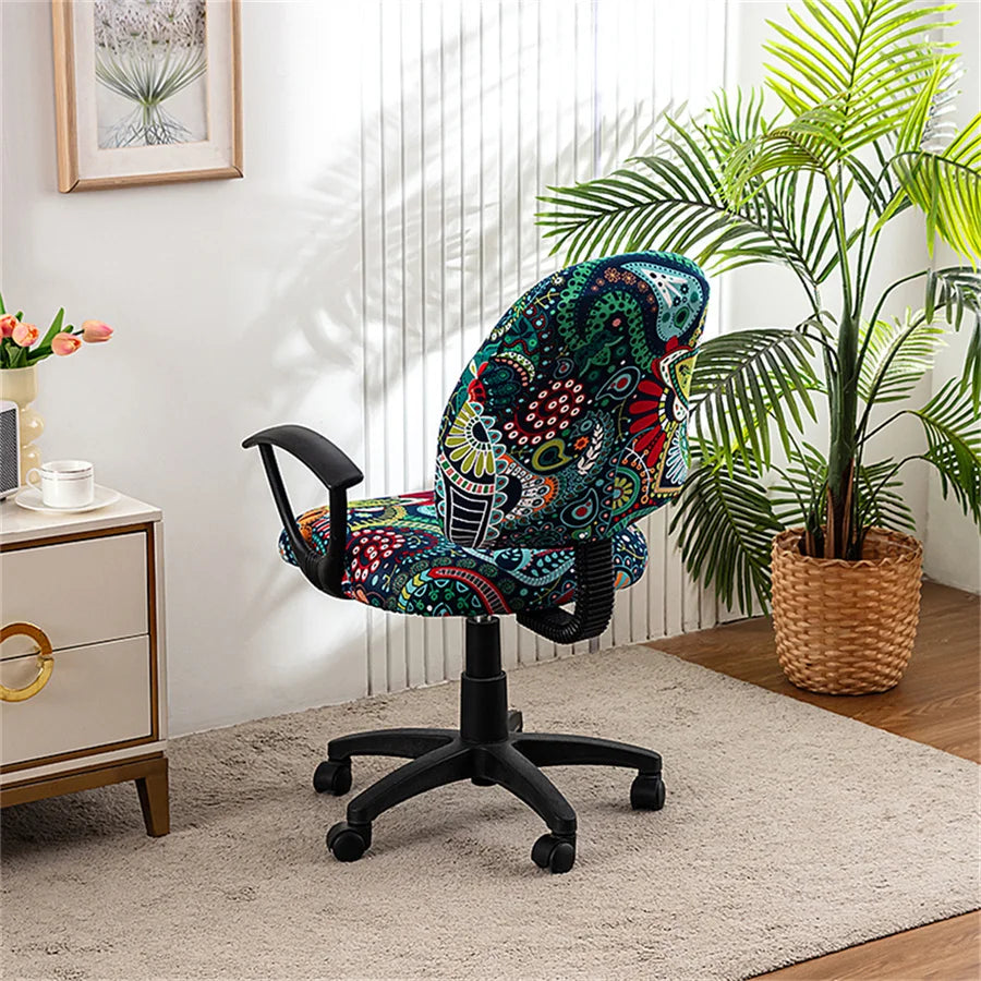 Housse de chaise de bureau extensible moderne tissu imprimé de dos 1