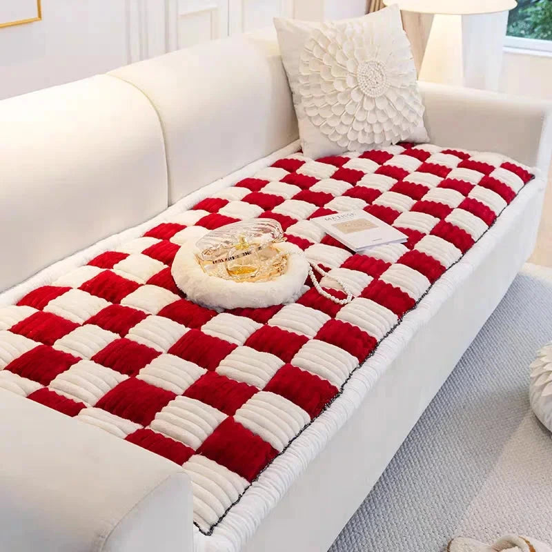 Tapis couvre fauteuil épais, matelassé et antidérapant, anti griffes de chat bordeaux