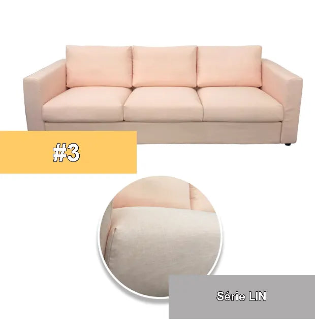 housse pour canapé IKEA VIMLE 3 places Lin rose