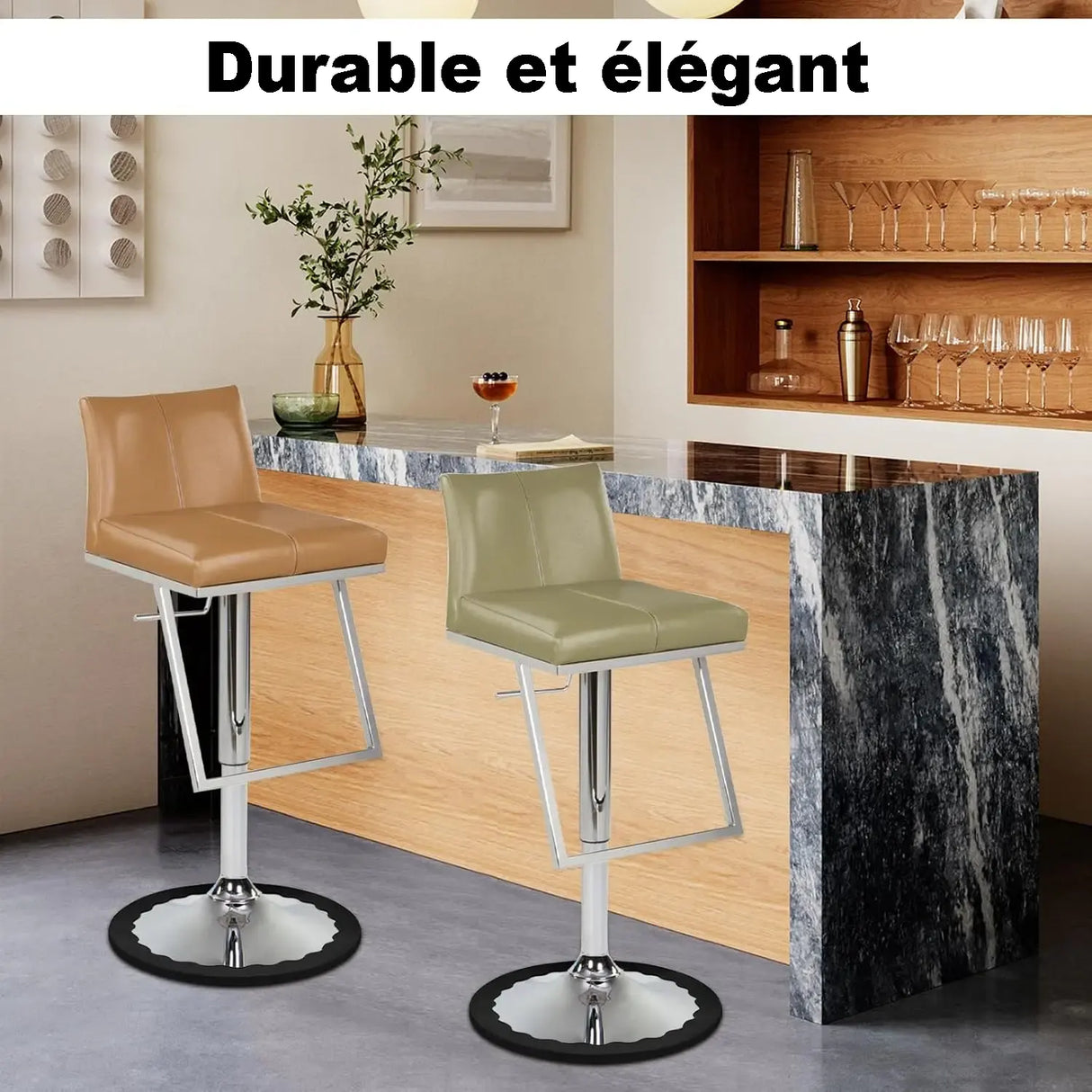 Anneau de protection antiglisse et antibruit pour base de tabouret de bar