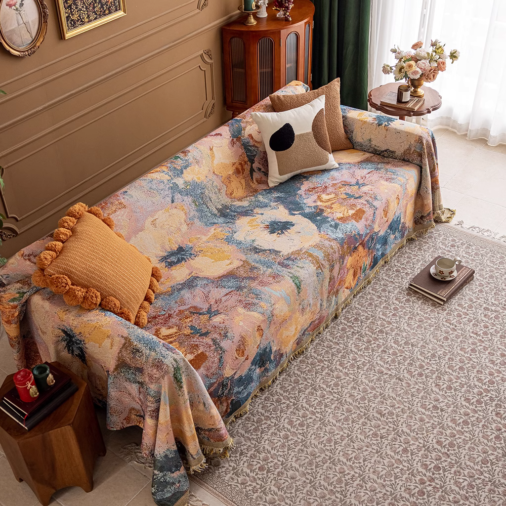 housse canapé luxe vintage motif peinture floral Casaharmony