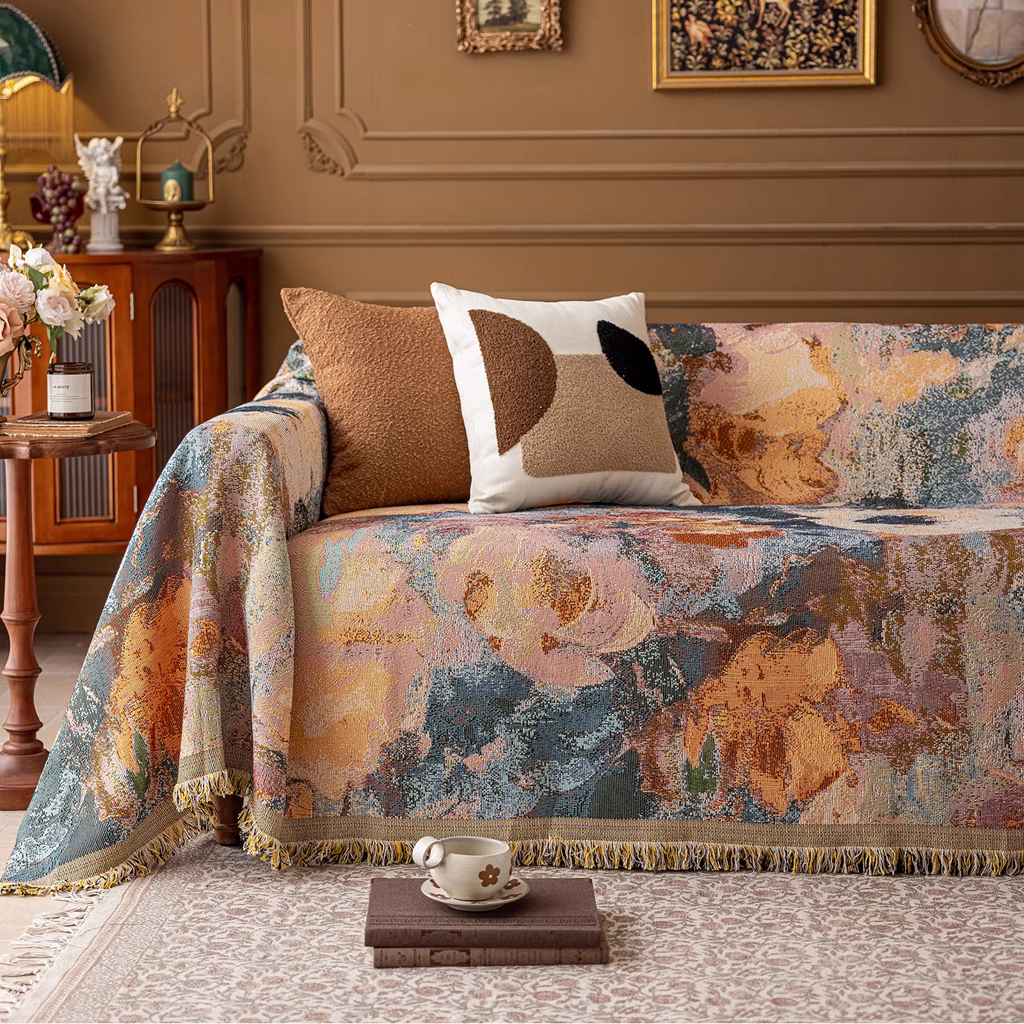 housse canapé luxe vintage motif peinture floral Casaharmony