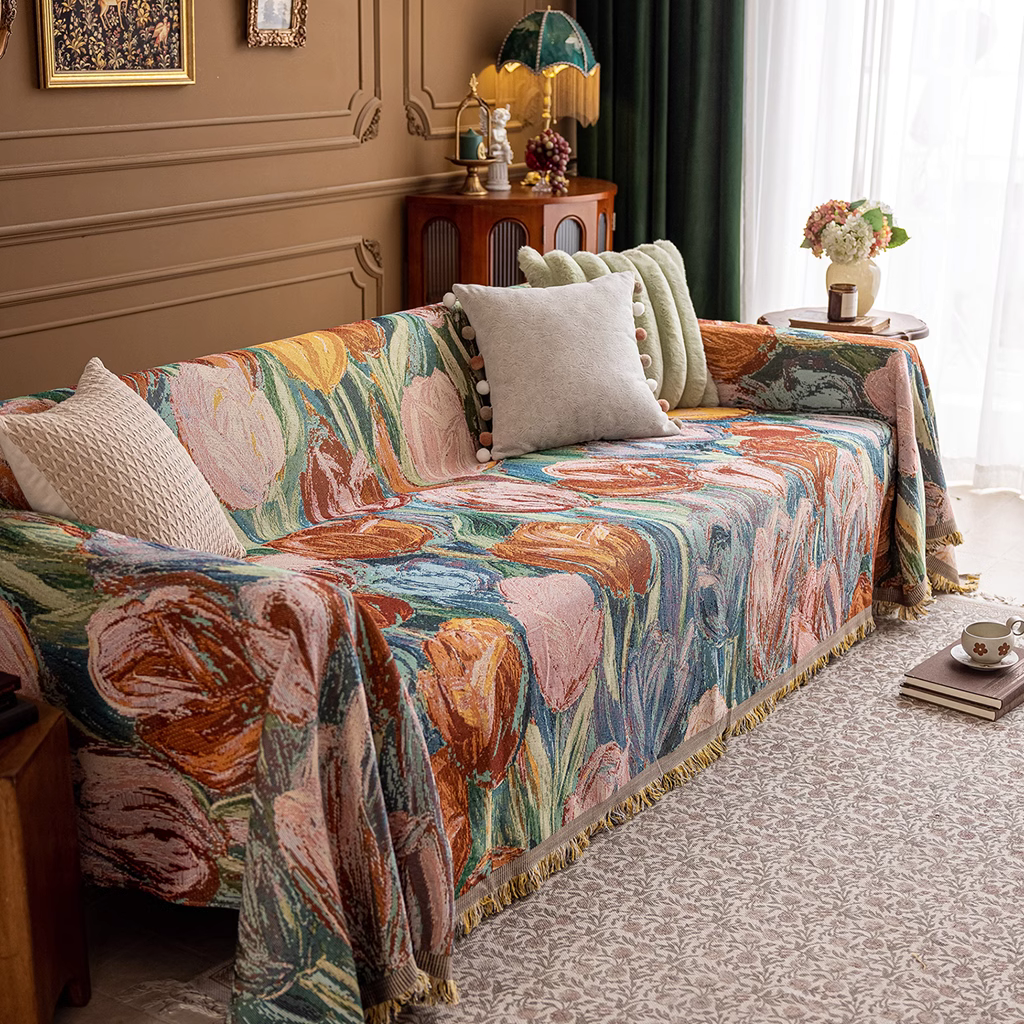 housse canapé plaid grande taille luxe vintage floral Casaharmony