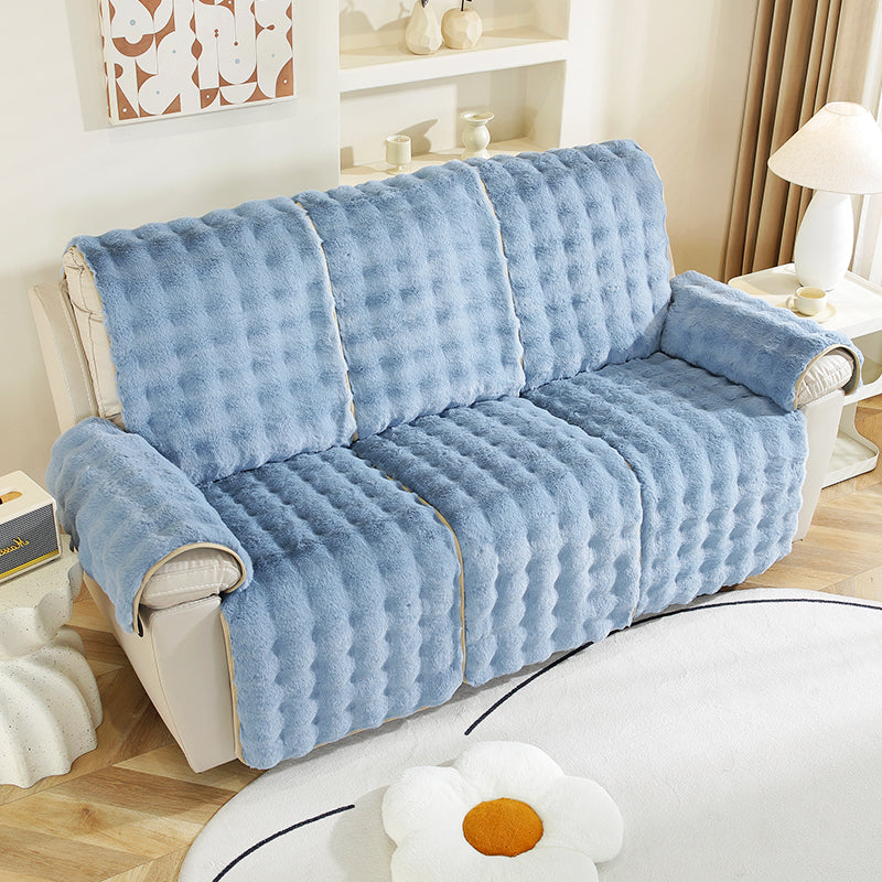 housse canapé relax luxe sur mesure  haut de gamme bleue