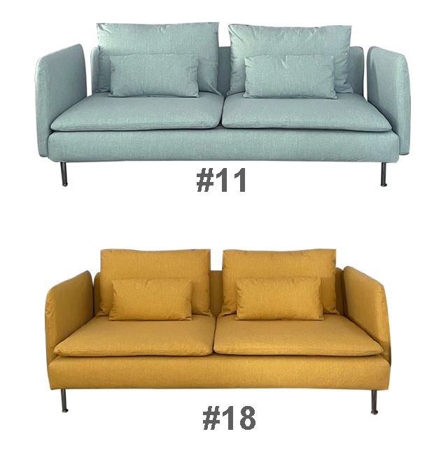 Housse canapé IKEA SODERHAMN ocre bleue ciel avec accoudoir