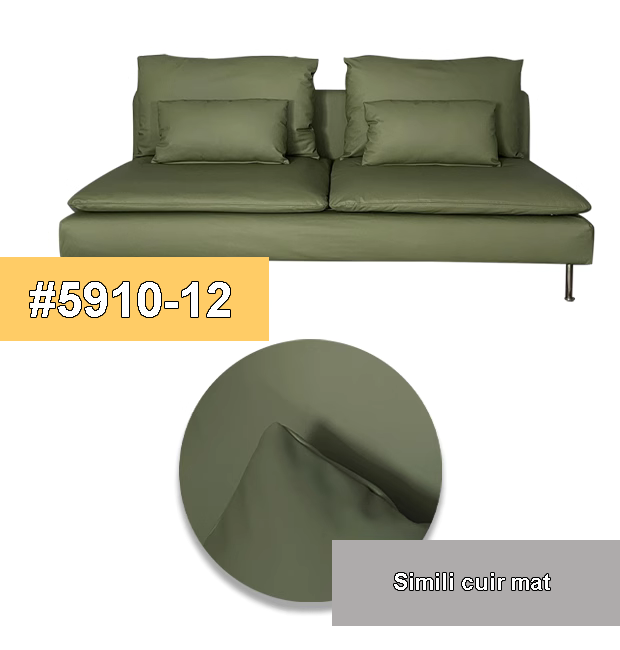 Housse canapé IKEA SODERHAMN sur mesure luxe simili cuir synthétique mat vert