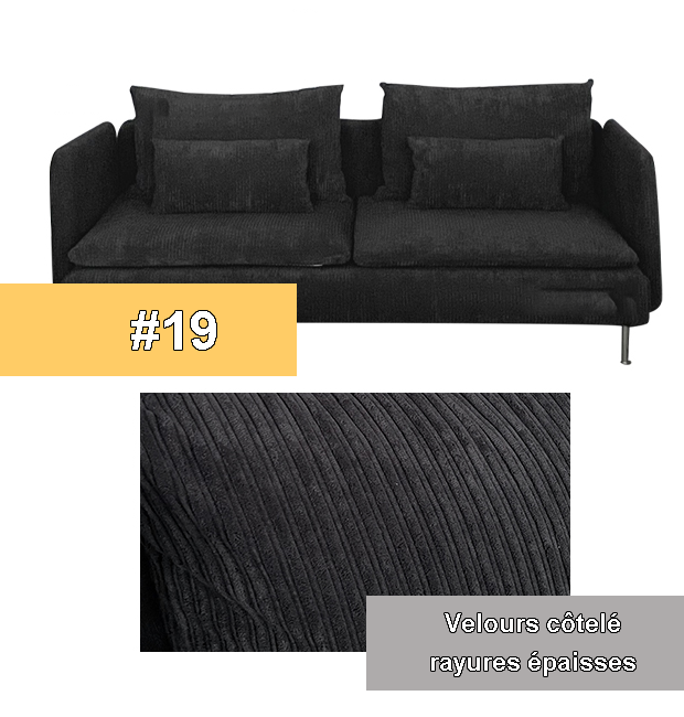 Housse canapé IKEA SODERHAMN sur mesure luxe velours côtelé noir