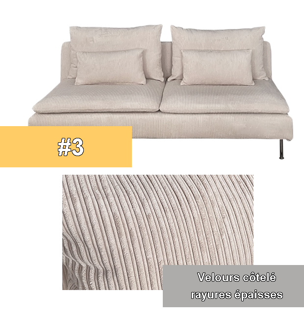 Housse canapé IKEA SODERHAMN sur mesure luxe velours côtelé blanc ivoire