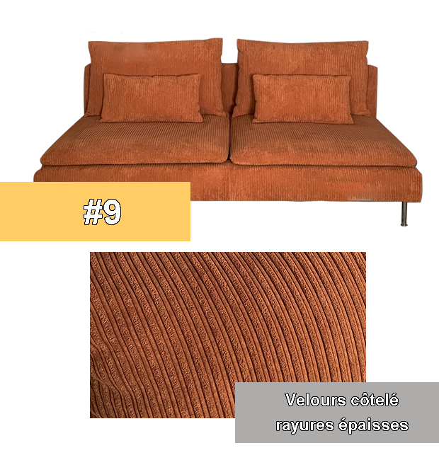 Housse canapé IKEA SODERHAMN sur mesure luxe velours côtelé ambré