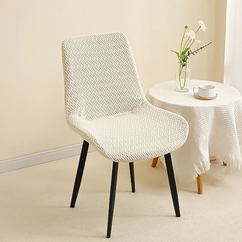housse de chaise scandinave assise et dossier incurvé beige 1