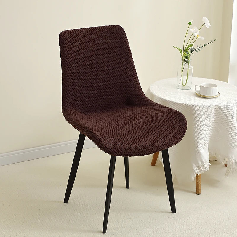 housse de chaise scandinave assise et dossier incurvé chocolat
