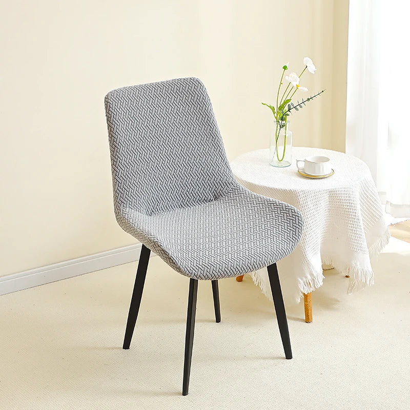 housse de chaise scandinave assise et dossier incurvé gris 1